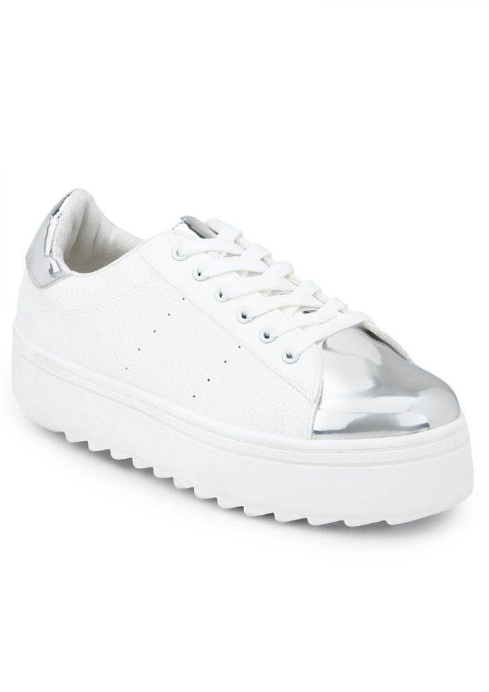 TOE THE LINE SILVER SNEAKERS