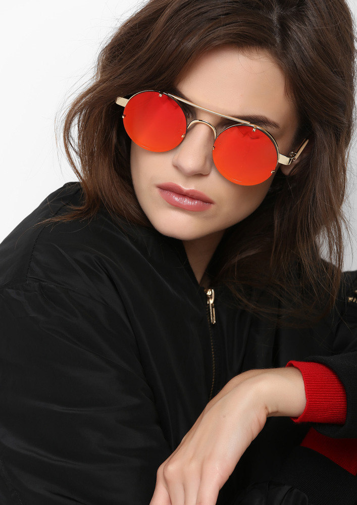 SINISTER RED ROUND SUNGLASSES