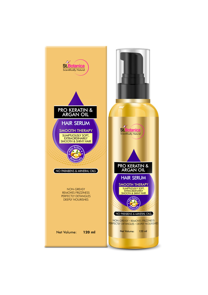 StBotanica Pro Keratin & Argan Oil Smooth Therapy Hair Serum - For Soft, Smooth & Shiny Hair, 120ml