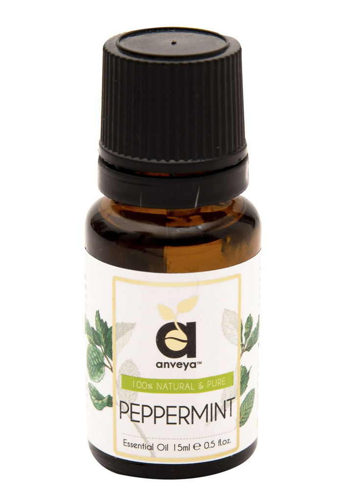 Anveya Peppermint Essential Oil, 100% Natural, 15ml, For Hair, Skin, Face, Steam, Cold & Diffuser