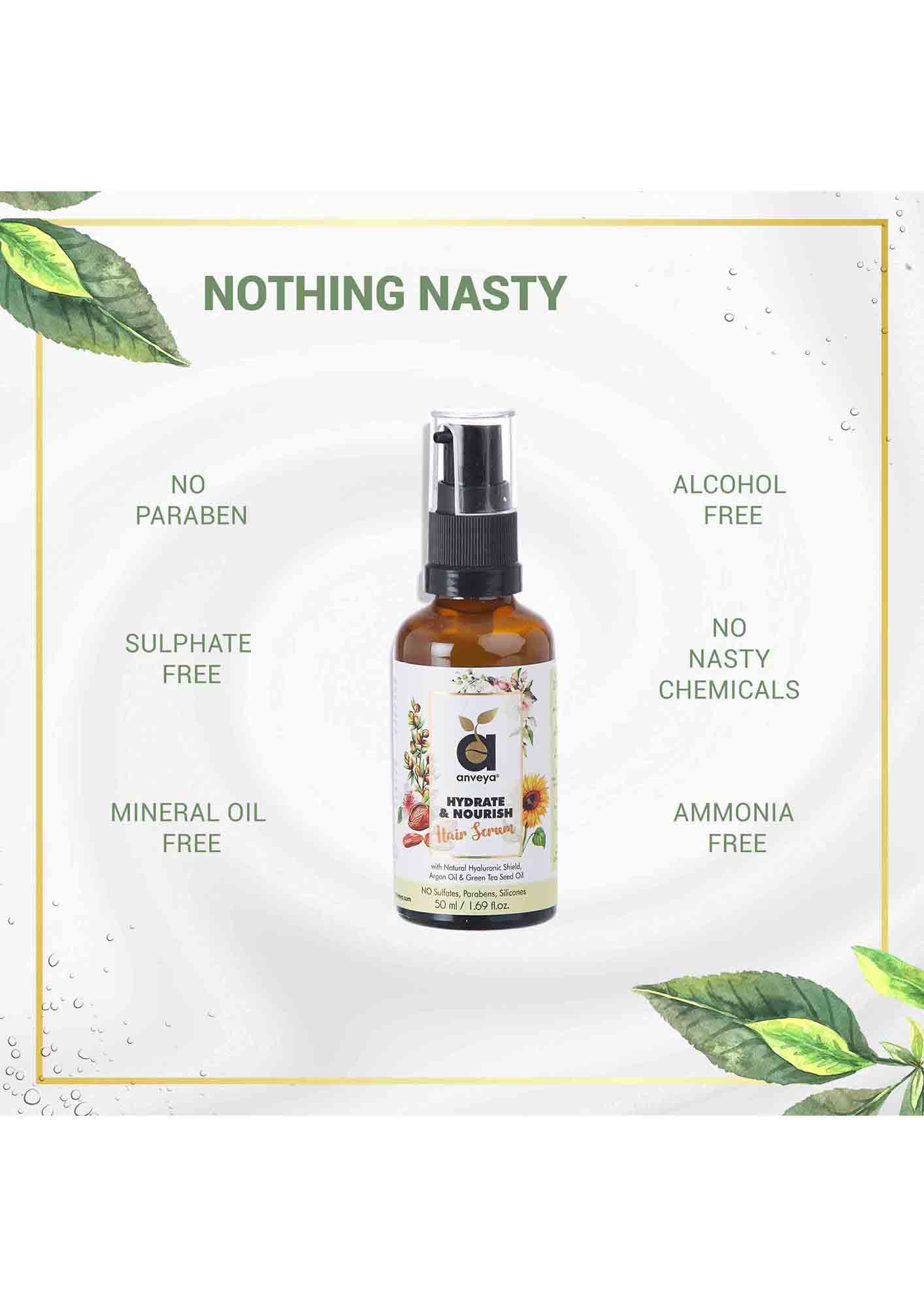 Buy Anveya Hydrate & Nourish Hair Serum, 50ml, For Dry, Damaged, Frizzy Hair  & Hair Fall. No Nasties. for Women Online in India