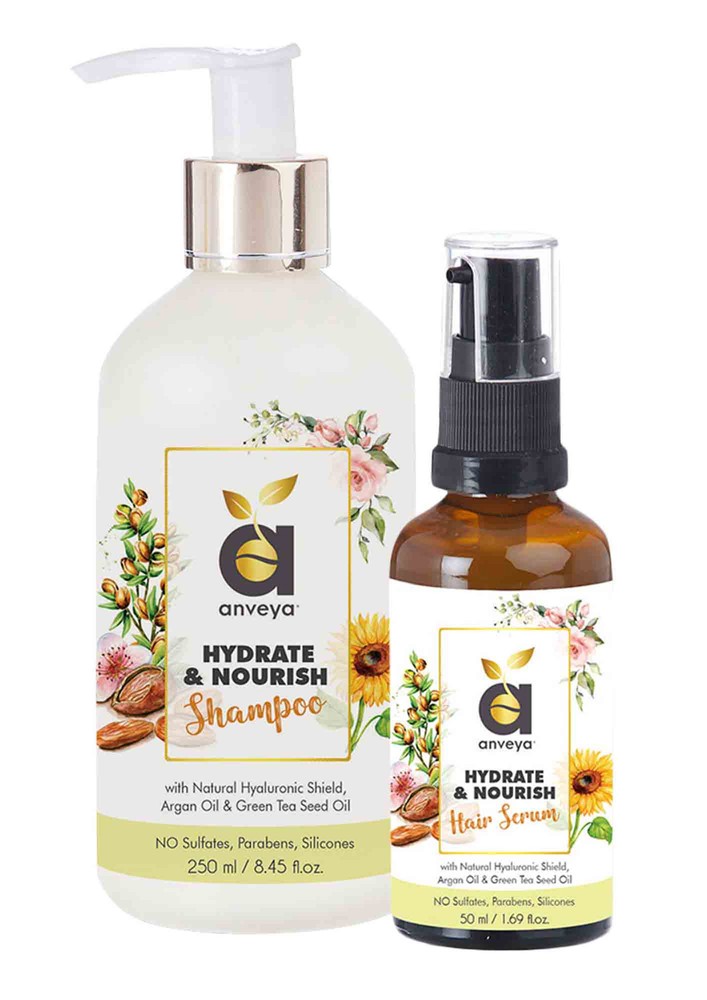 Anveya Hydrate & Nourish Shampoo & Hair Serum Combo, For Dry, Damaged, Thinning Or Frizzy Hair