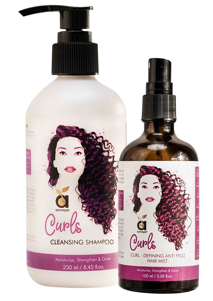 Anveya Curls Shampoo & Hair Mist Combo: For Bouncy, Tangle-free, Curly Hair