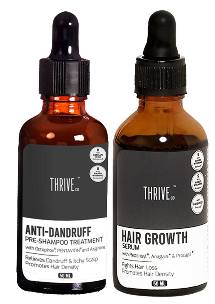 Thriveco 'less Dandruff, More Hair' Kit: Hair Growth Serum 2.0 + Anti-dandruff Pre-shampoo Lotion