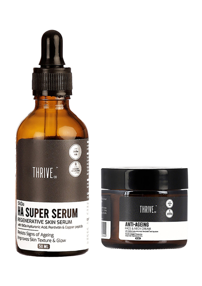 Thriveco Perfect Anti-ageing Skincare Regimen: 5kda Hyaluronic Acid Super Serum + Anti-ageing Cream