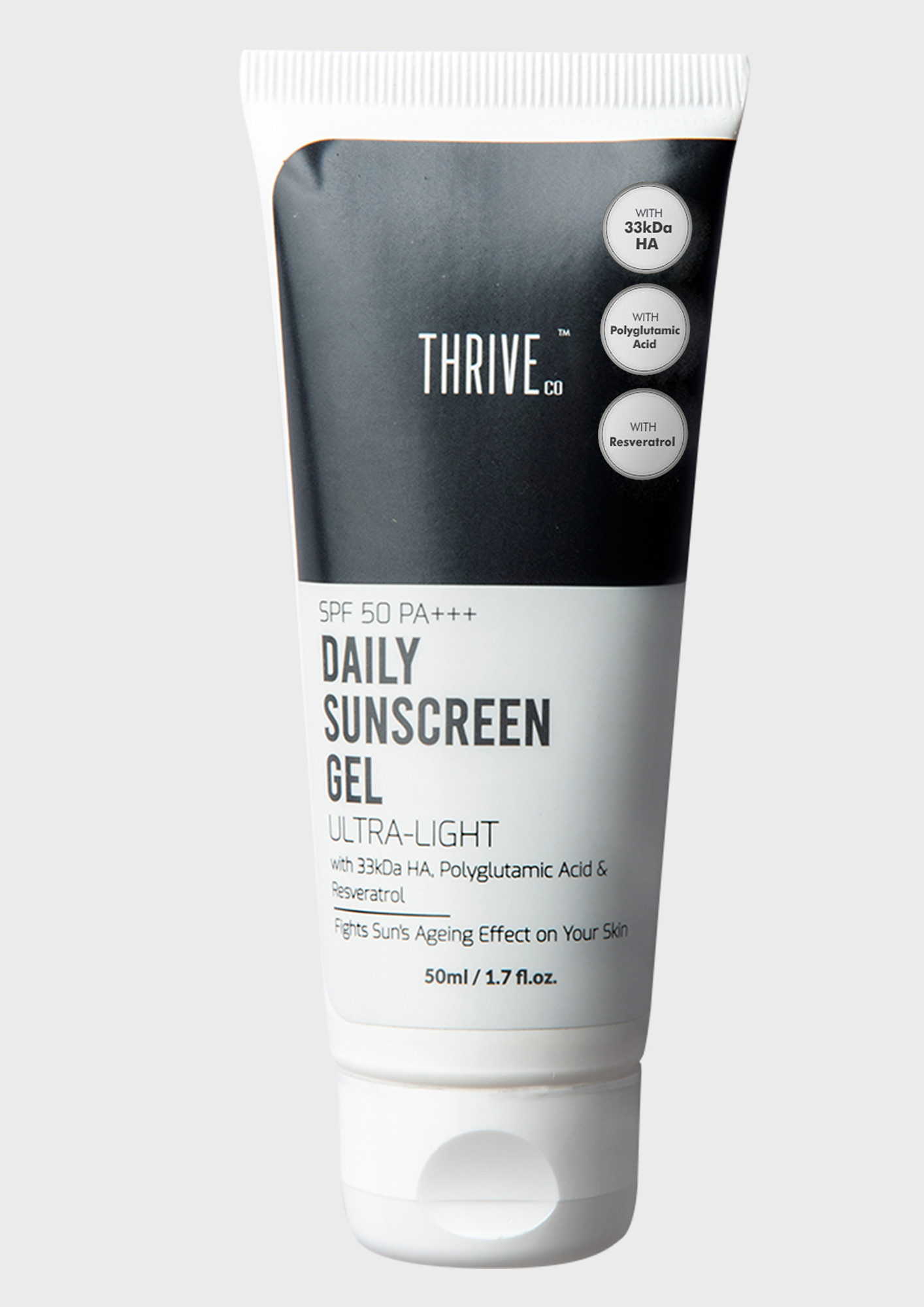 ThriveCo Ultra-Light, Mineral-Based SPF 50 PA+++ Daily Sunscreen Gel, 50 ml