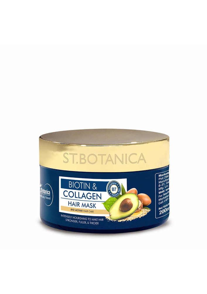 StBotanica Biotin & Collagen Hair Mask - For Stronger, Fuller and Thicker Hair, 200 ml