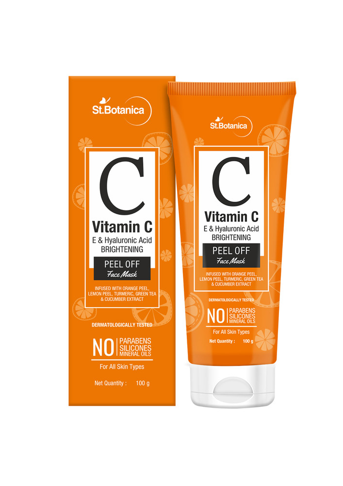 StBotanica Vitamin C Brightening Peel Off Mask For Dark Spots, Clear and Radiant Complexion - No Parabens, Sulphate, Silicones, 100 ml