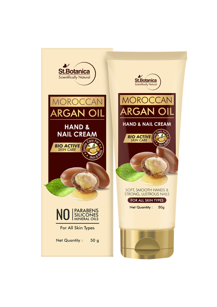 StBotanica Moroccan Argan Oil Hand and Nail Cream, For Soft, Smooth Hands & Strong Lustrous Nails, 50 g (STBOT557)