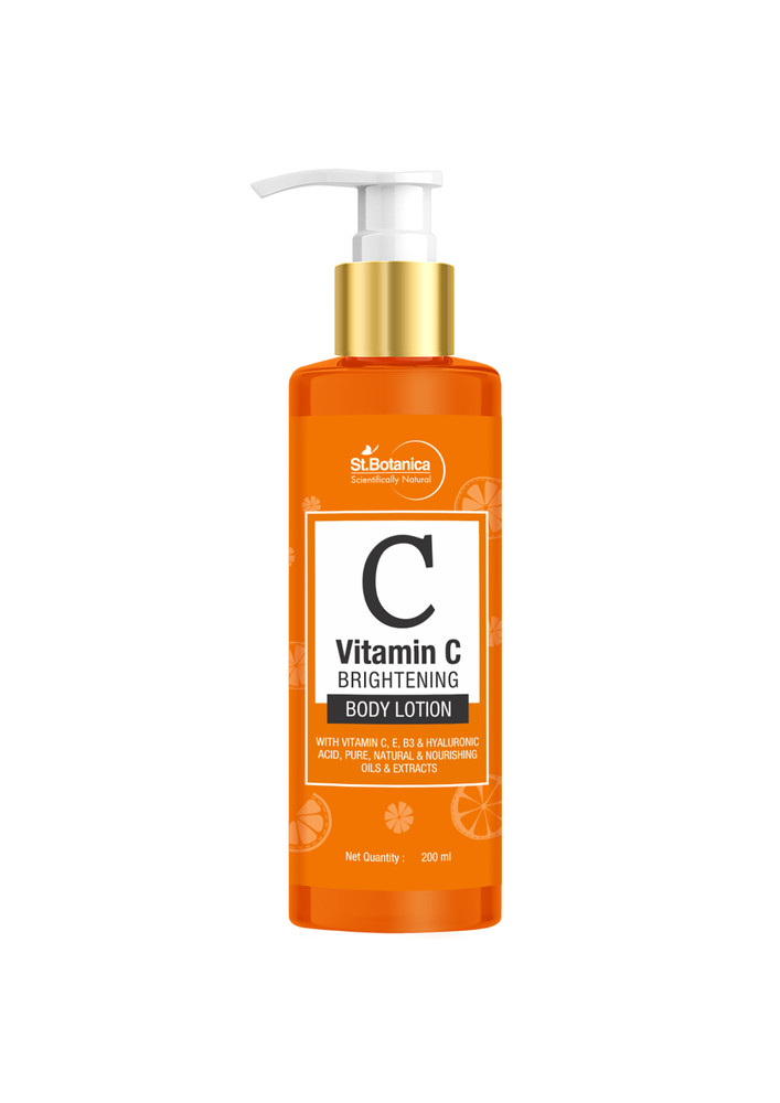 Stbotanica Vitamin C Skin Brightening Body Lotion, With Vitamin C, E, Hyaluronic Acid And Pure Nourishing Oils, (200 Ml, Normal Skin)