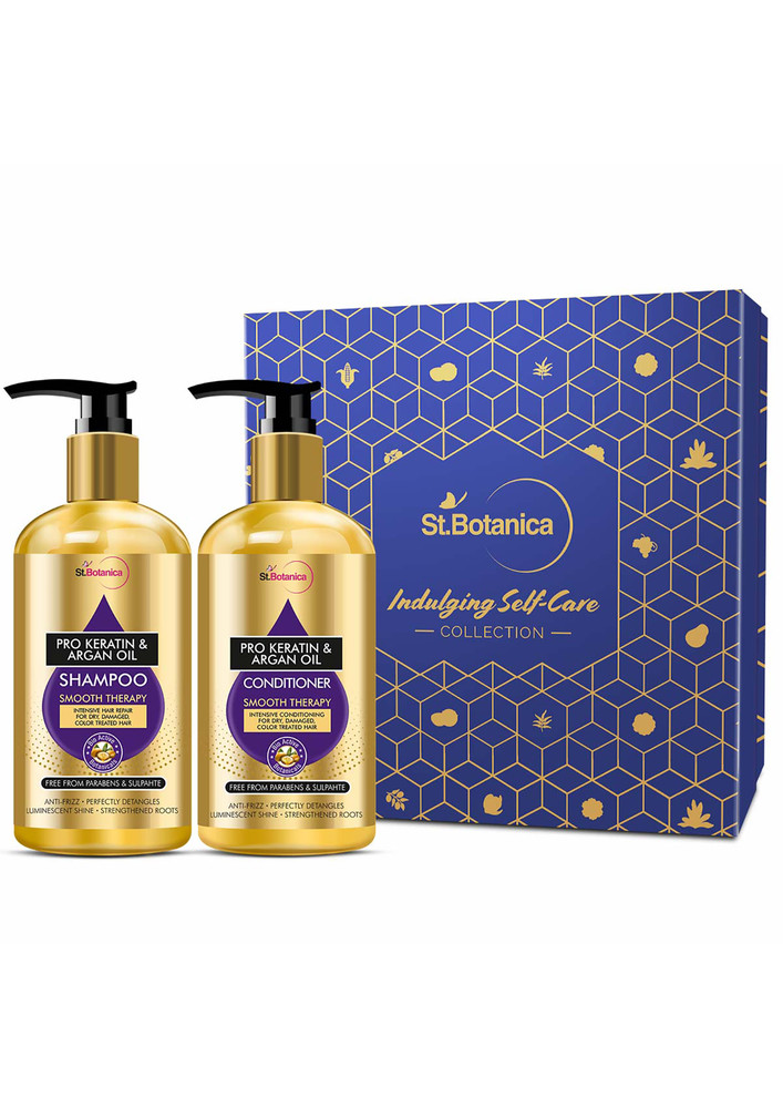 StBotanica Pro Keratin & Argan Oil Shampoo + Conditioner Kit (300ml Each), No Sulphate, Paraben