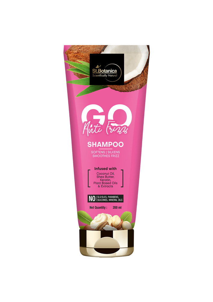 Stbotanica Go Anti-frizz Hair Shampoo - With Coconut Oil, Shea Butter, Keratin, No Sls/sulphate, Paraben, Silicones, Colors, 200ml