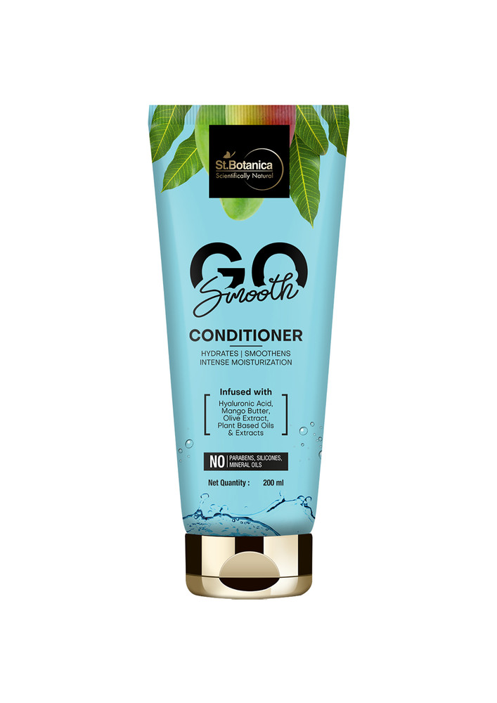 StBotanica Go Smooth Hair Conditioner - With Hyaluronic Acid, Mango Butter, Olive Extracts, No Sls/ Sulphate, Paraben, Silicones, Colors, 200 ml
