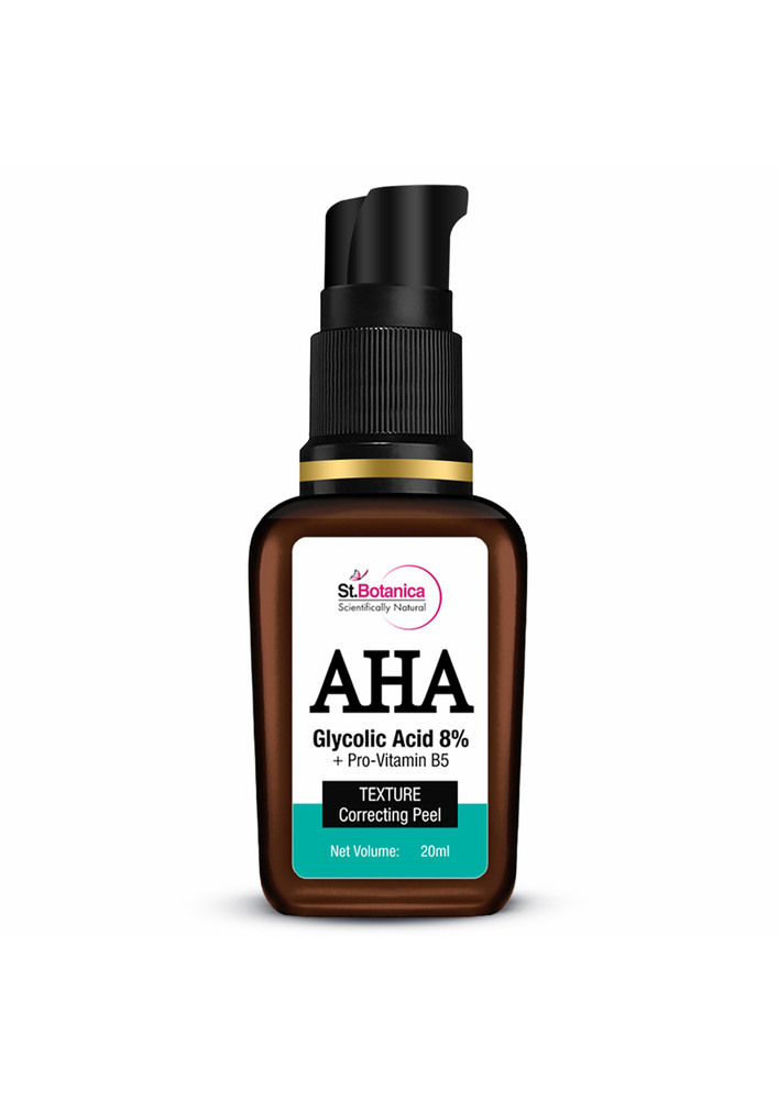 StBotanica AHA Glycolic Acid 8% + Pro Vitamin B5 Texture Correcting Skin Peel (Face Serum), 20 ml