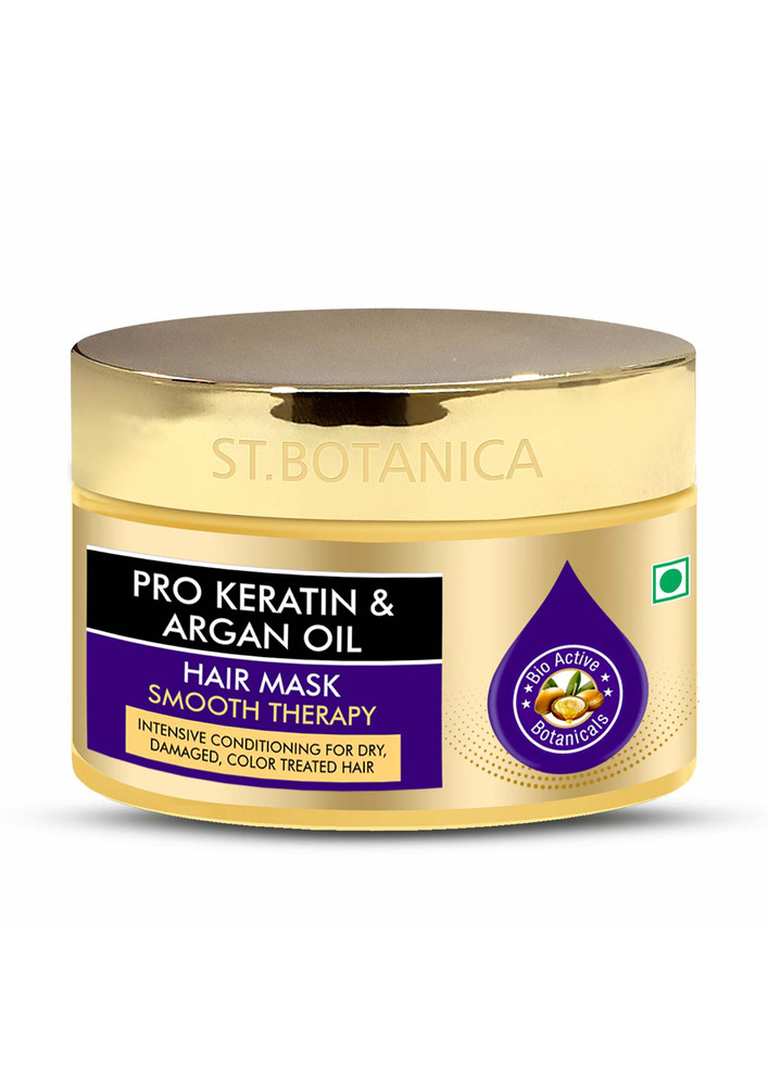 StBotanica Pro Keratin & Argan Oil Hair Mask, Intensive Conditioning For Dry, Damaged, Color Treated Hair, Natural, 200 ml