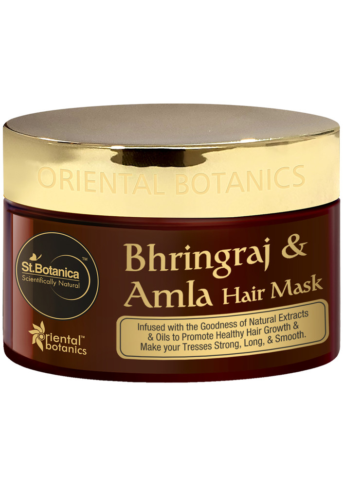 Oriental Botanics Bhringraj & Amla Hair Mask, No Sls/Sulphate, Paraben - For Long, Strong & Smooth Hair - Strengthens Hair, Promotes Growth, 200 ml