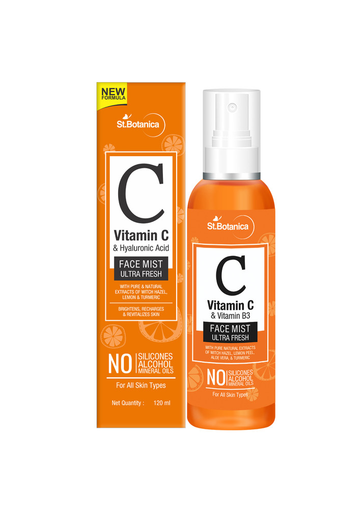 StBotanica Vitamin C & B3 Face Mist, Ultra Fresh - Refreshes & Enhances Natural Radiance, 120 ml