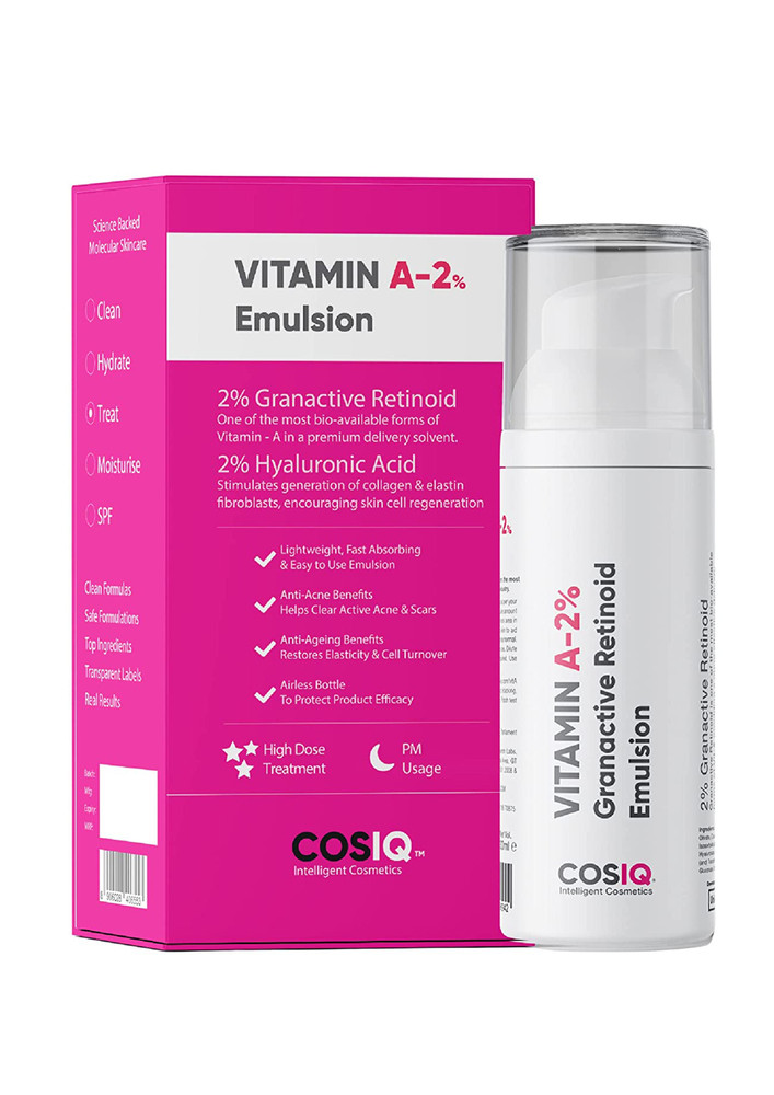 Cos-IQ- A-2% Granactive Retinoid Emulsion, 30ml | Vit-A Anti Ageing Night Cream Serum for Wrinkles, Fine Lines & Acne