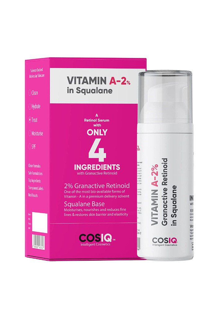 Cos-IQ- A-2% Granactive Retinoid in Squalane, 30 ml | Only 4 Ingredients Vit-A Anti Ageing Retinol Night Serum for Wrinkles, Fine Lines & Acne