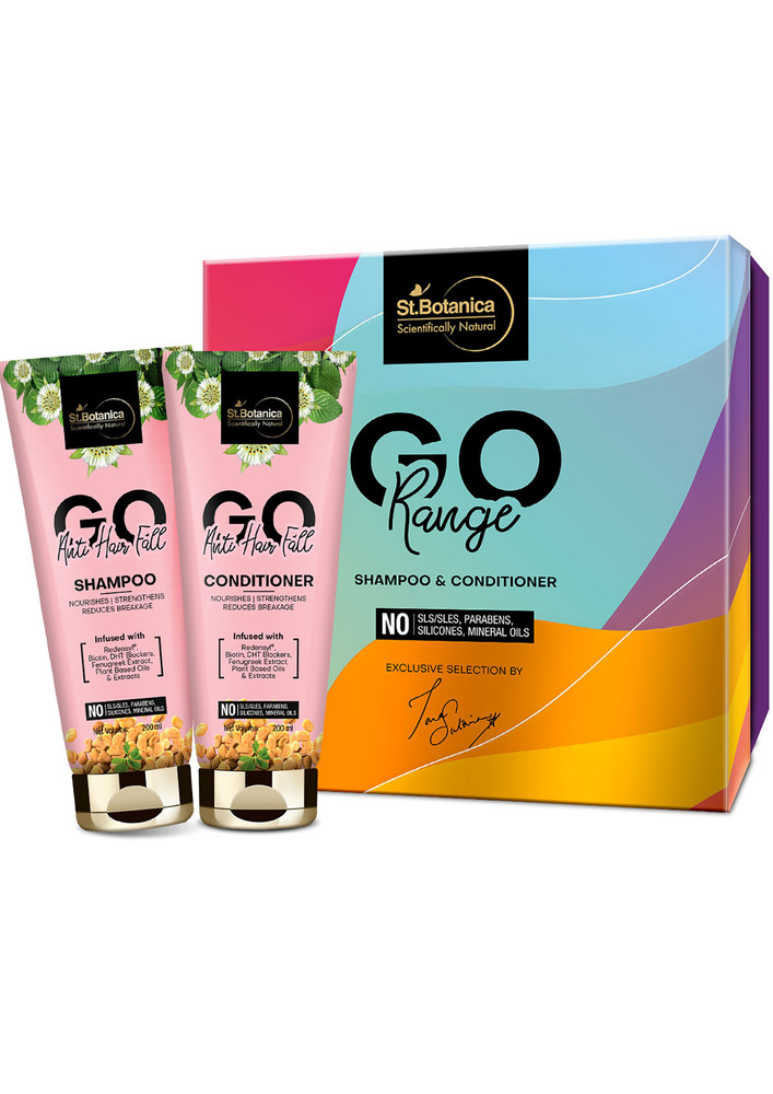 StBotanica Go Anti Hair Fall Shampoo + Conditioner, 200ml Each, No SLS/Sulphate, Paraben, Silicones, Colors