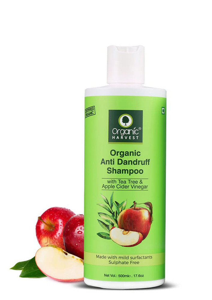 Organic Harvest Anti Dandruff Shampoo with Tea Tree and Apple Cider Vinegar for Women & Men | For All Type Hair | Free from Chemicals, Mineral Oils, Alcohol 