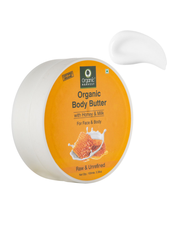 Organic Harvest Body Butter Cream With Honey & Milk,  Natural Body Butter Cream For Women With Dry, Itchy, All Skin Types, 100 Gm