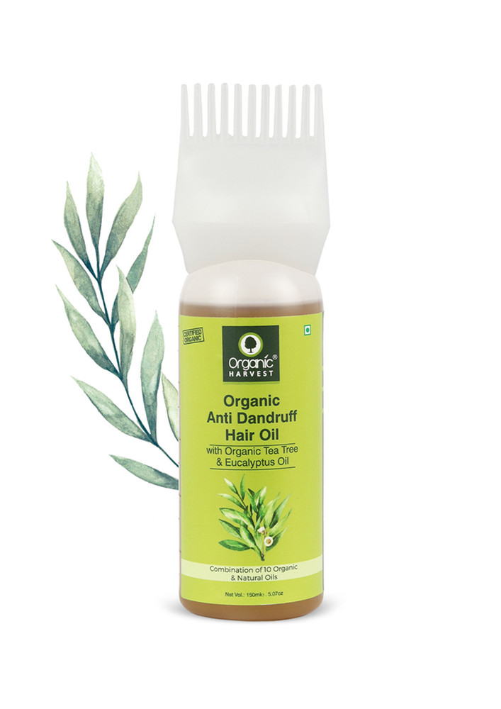 Organic Harvest Anti Dandruff Hair Oil, Infused with Organic Tea Tree and Eucalyptus Oil, Enriched with Combination of 10 Organic Natural Oils, Paraben and Sulphate Free 