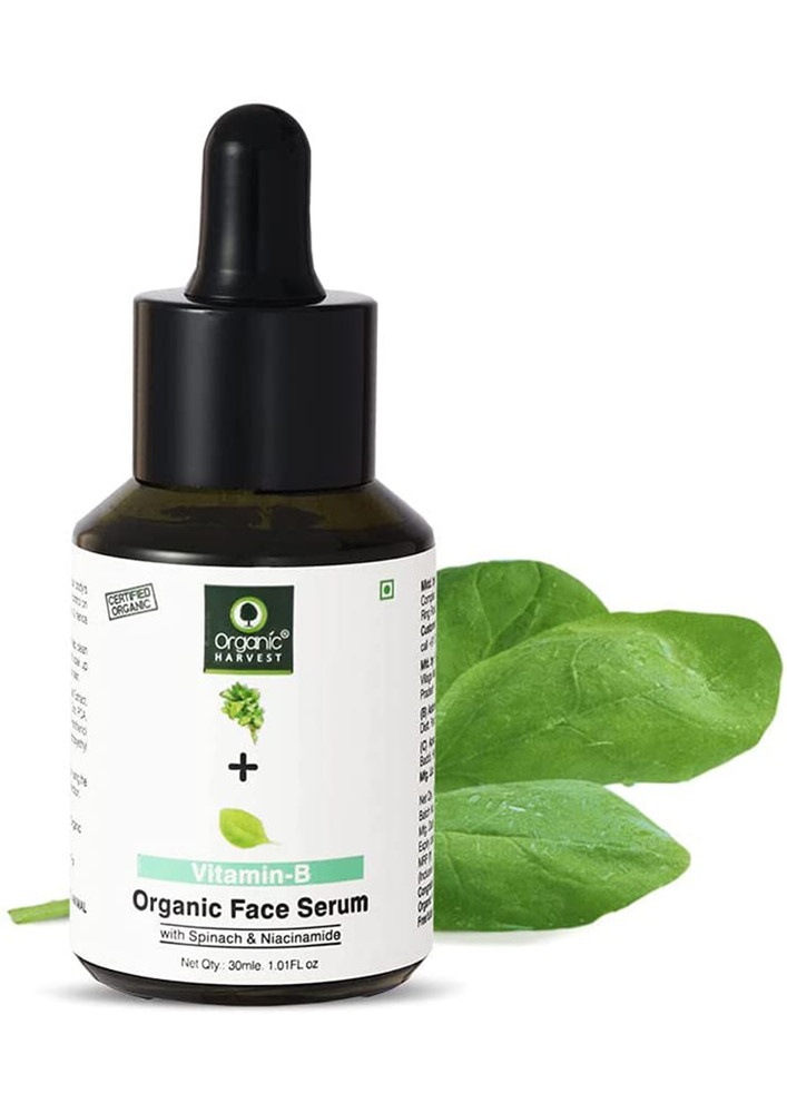 Organic Harvest Vitamin B Organic Face Serum With Niacinamide And Spinach, Removes Appearance Of Acne And Pimples, 30 Ml