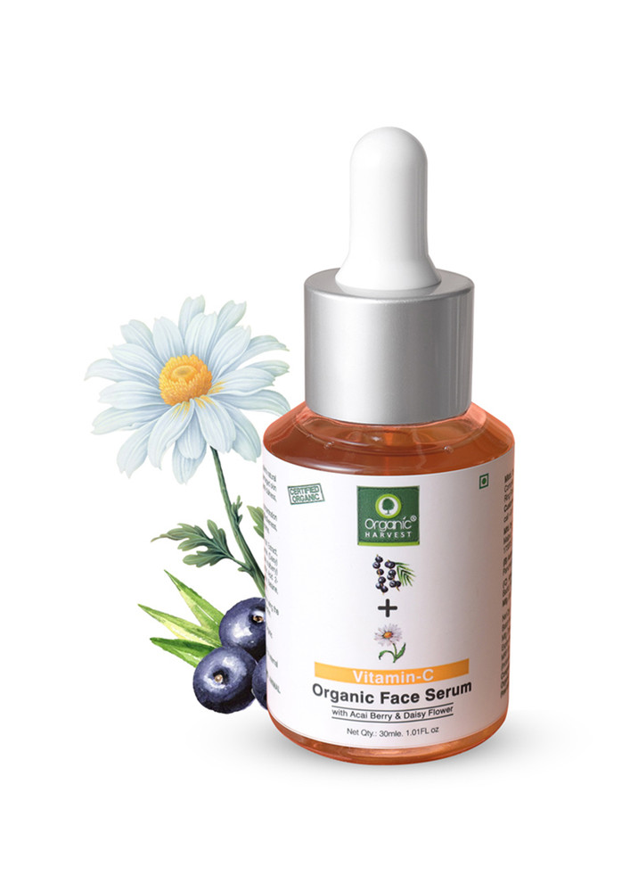 Organic Harvest Skin Illuminate Vitamin C Face Serum for Radiant & Glowing Skin, Infused with Acai Berry & Daisy Flower, Ideal for Brightening, Whitening & Aging Skin, 30 ml
