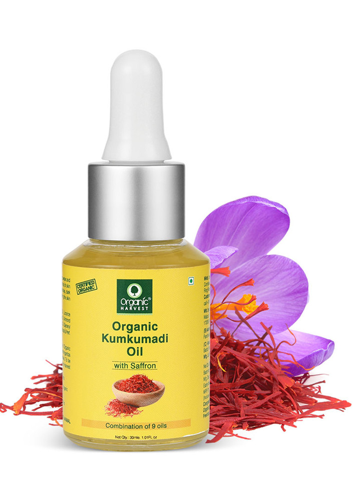 Organic Harvest Kumkumadi Tailam Oil With Saffron And Combination Of 9 Oils, Ideal For Curing Blemishes, Aging Signs, And Acne, 30 Ml, 100% Organic