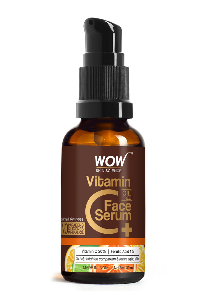 Wow Skin Science Vitamin C+ Face Serum - Vitamin C 20%, Ferulic Acid 1% - Brightening, Anti-aging Skin Repair, Decrease Formation Of Fine Lines, Wrinkles & Brown Spots - Glass Bottle - 30ml