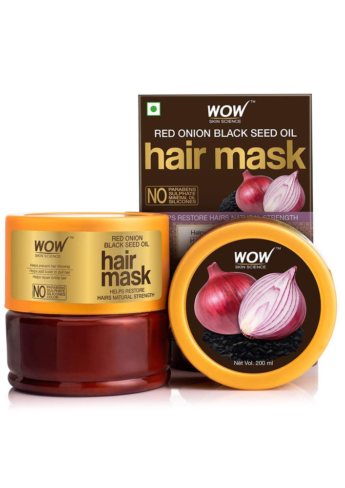 WOW Skin Science Red Onion Black Seed Oil Hair Mask with Red Onion Seed Oil Extract and Black Seed Oil, 200mL