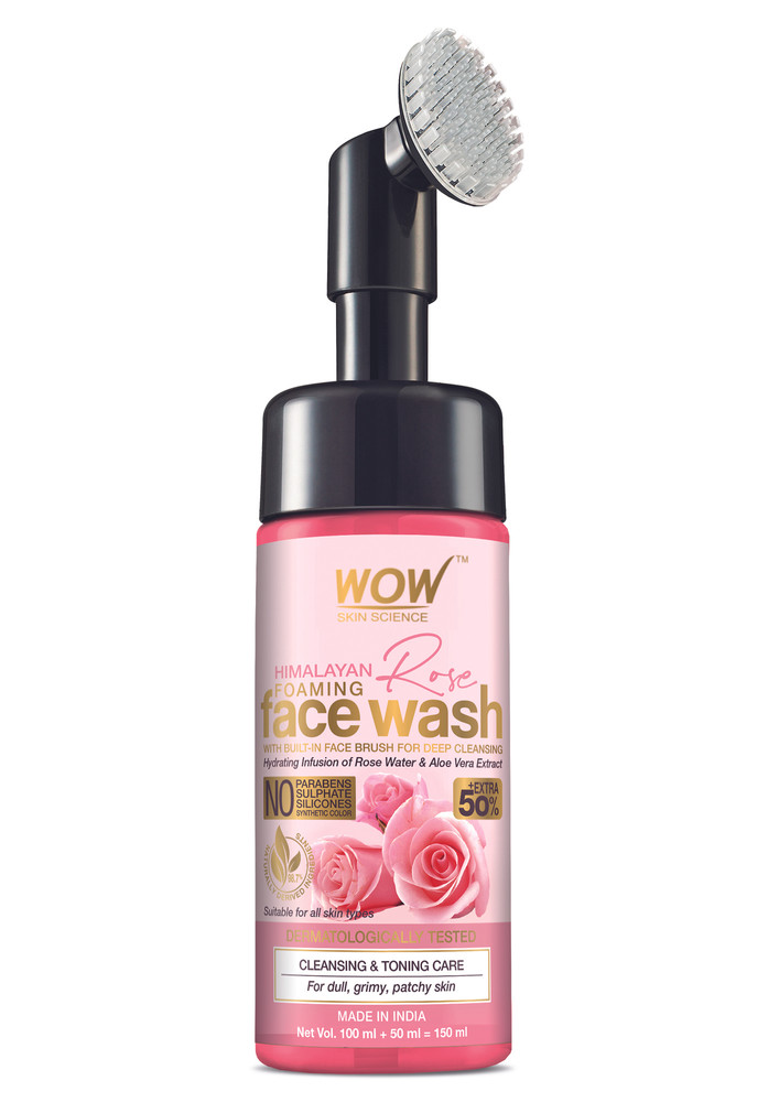 Wow Skin Science Himalayan Rose Foaming Face Wash With Built-in Face Brush - 100ml