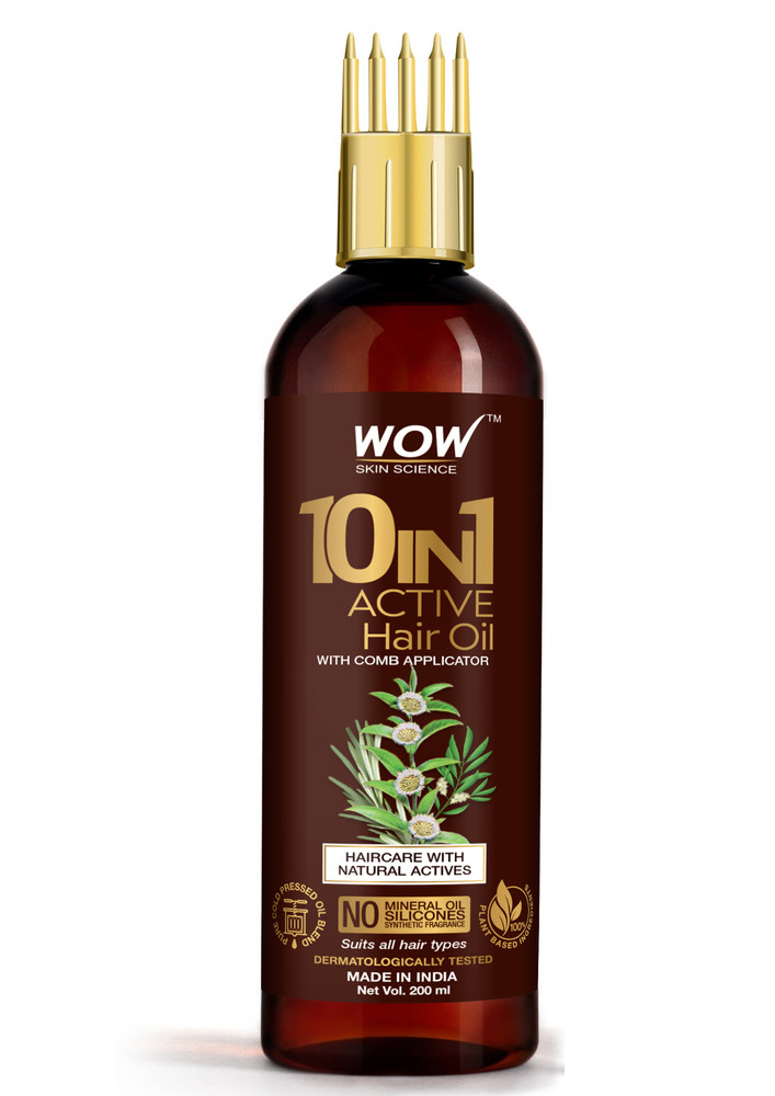 Wow Skin Science 10-in-1 Active Miracle Hair Oil With Comb Applicator - 200 Ml