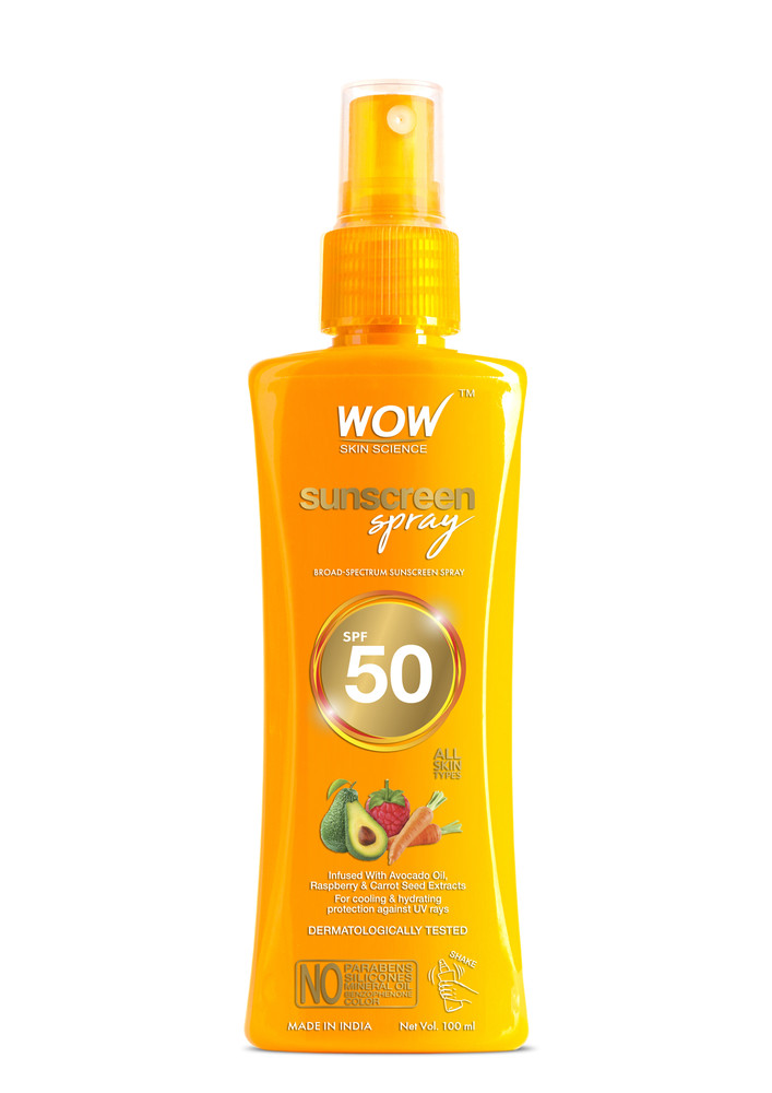 Wow Skin Science Uv Water Transparent Sunscreen Spray Spf 50 - Quick Absorbing,oil Free,non Sticky-with Raspberry & Carrot Seed Extract-no Parabens, Silicones, Mineral Oil, Color & Benzophenone-100ml