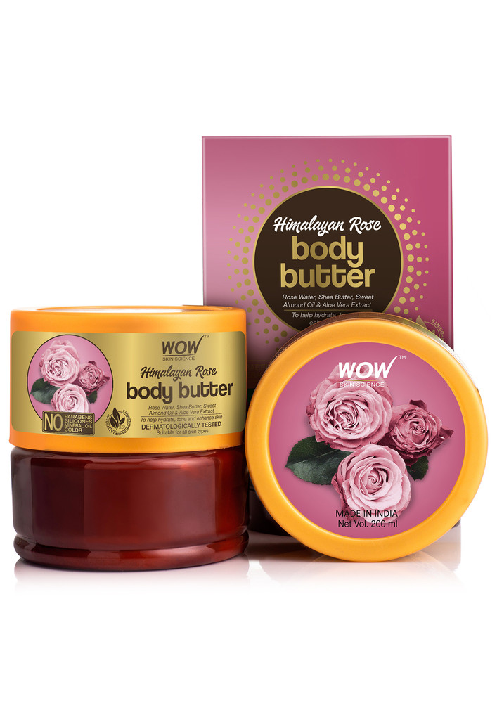Wow Skin Science Himalayan Rose Body Butter - No Parabens, Silicones, Mineral Oil & Color - 200ml