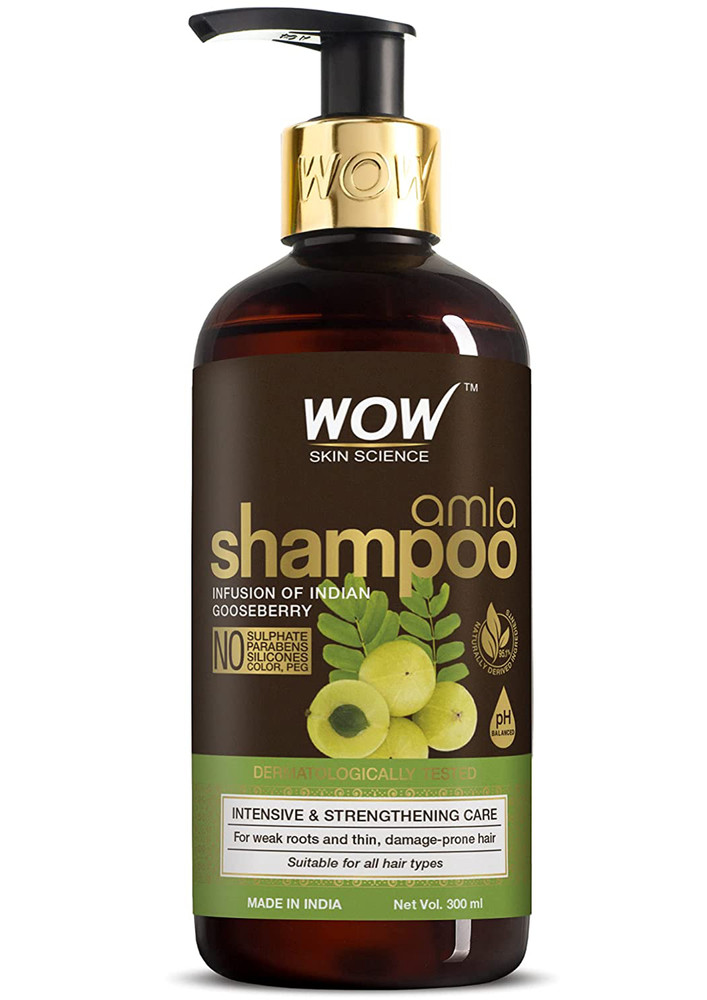 WOW Skin Science Amla Shampoo For Weak Hair - No Sulphate, Parabens, Silicones, Synthetic Color & PEG - 300mL