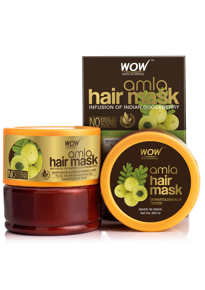 WOW Skin Science Amla Hair Mask For Weak Hair - No Mineral Oil, Parabens, Silicones, Synthetic Color & PEG - 200mL
