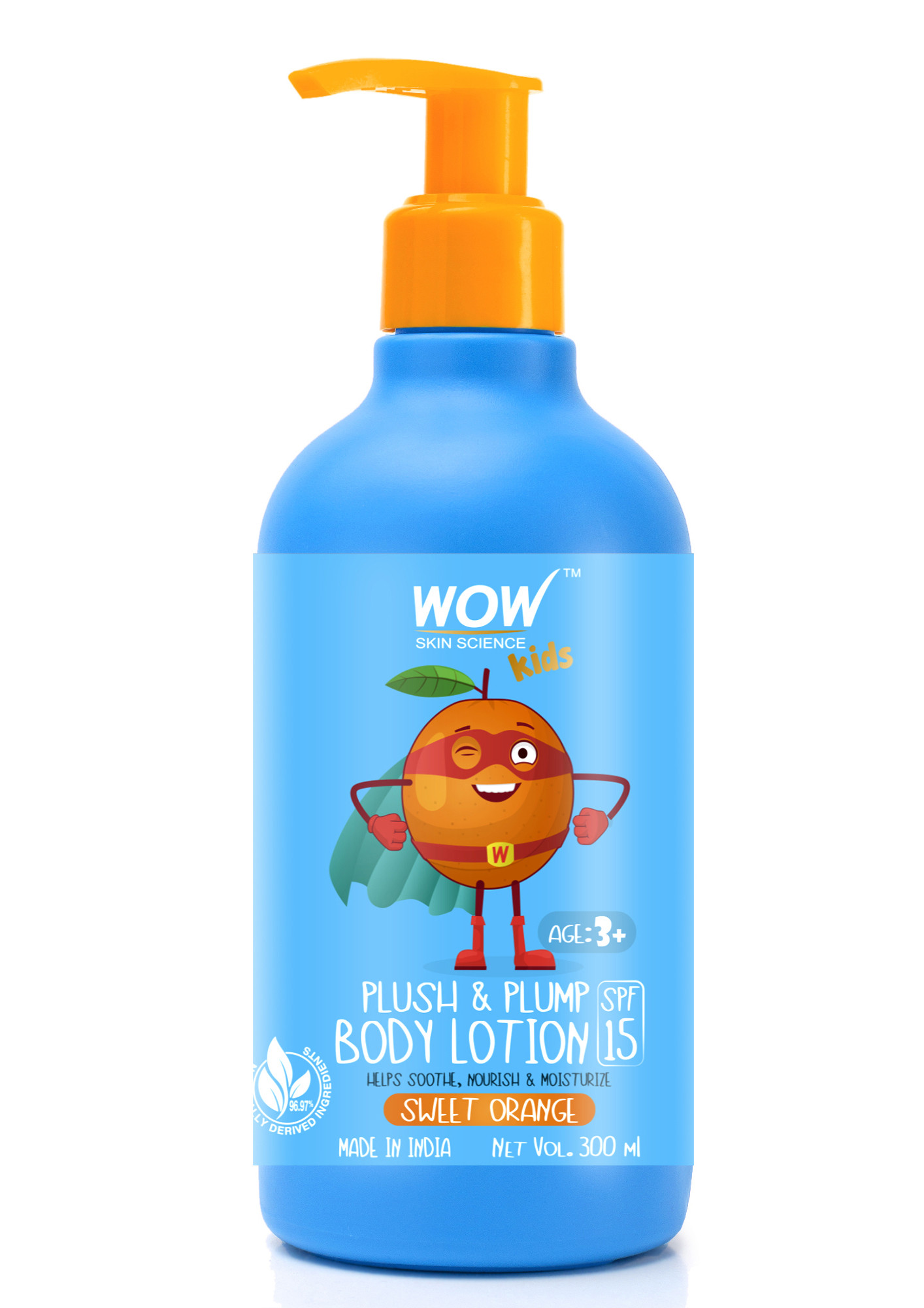 WOW Skin Science Kids Plush & Plump Body Lotion - Sweet Orange - SPF 15 - No Parabens, Mineral Oil, Silicones & Color - 300mL