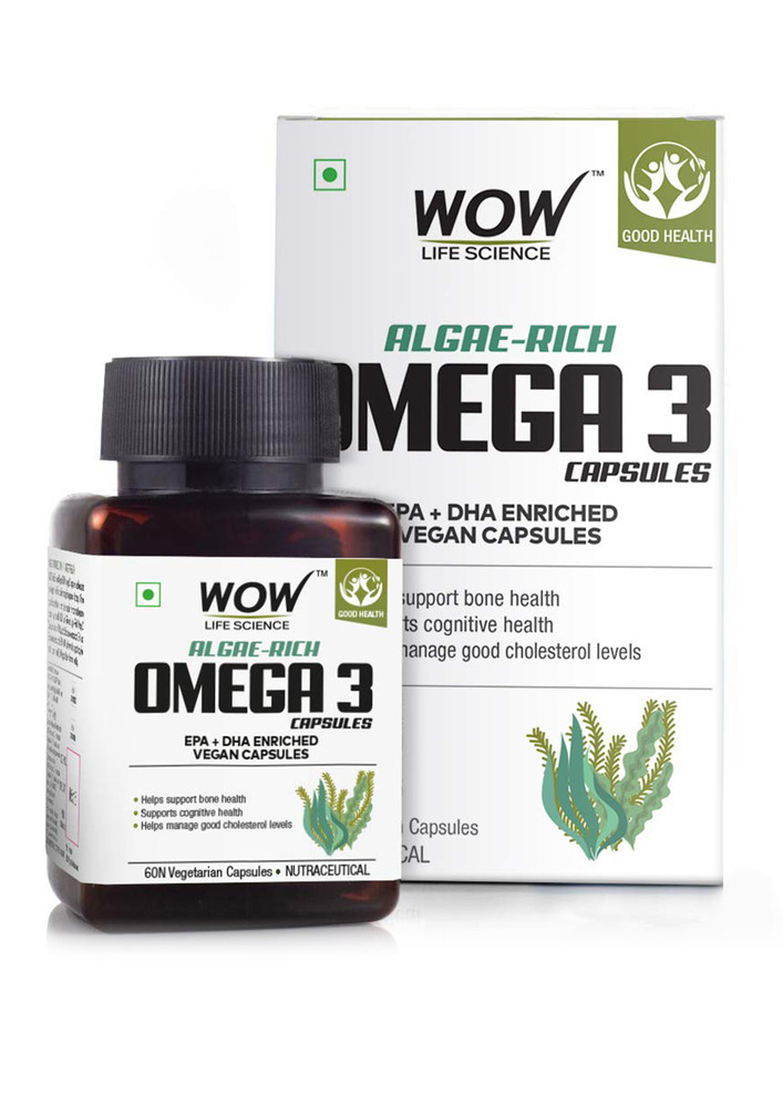 WOW Life Science Algae-Rich Omega 3 Capsules - 60 Vegetarian Capsules