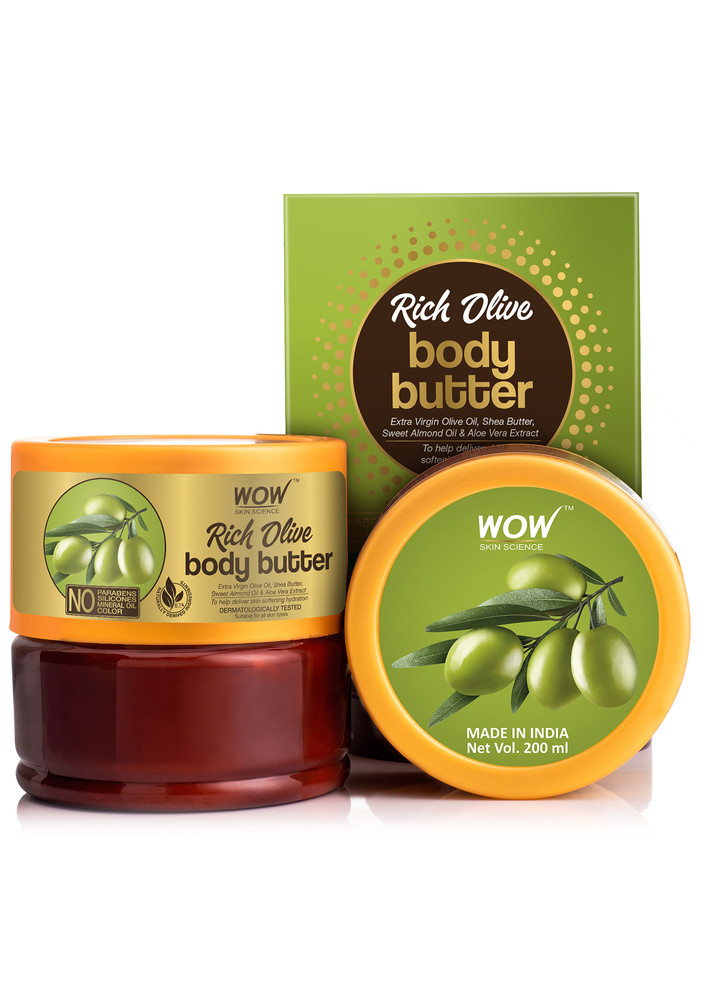 WOW Skin Science Rich Olive Body Butter - No Parabens, Silicones, Mineral Oil & Color - 200mL