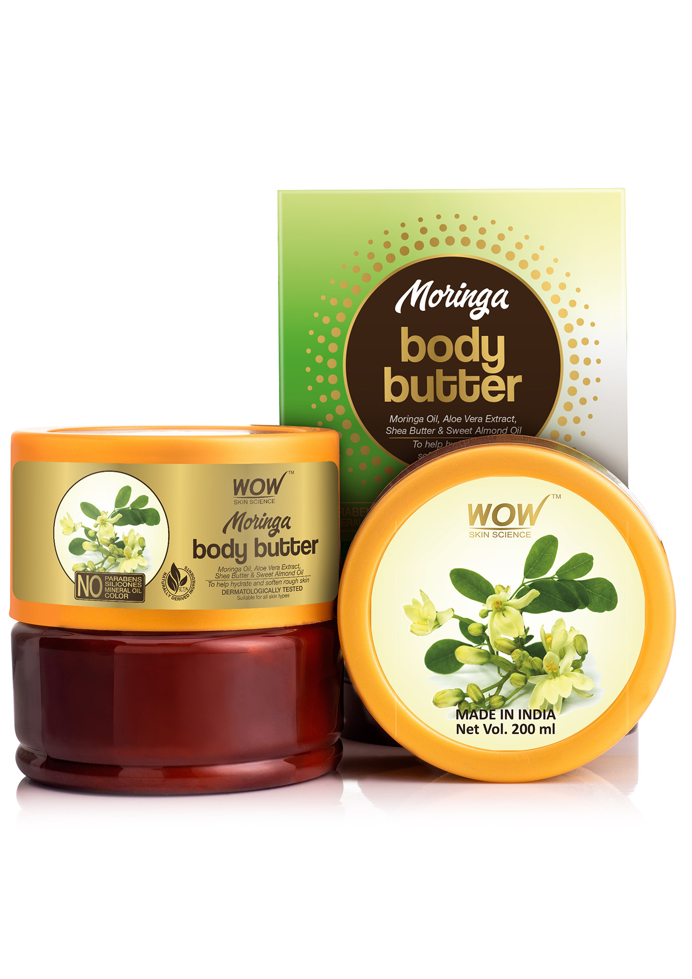 WOW Skin Science Moringa Body Butter - No Parabens, Silicones, Mineral Oil & Color - 200mL