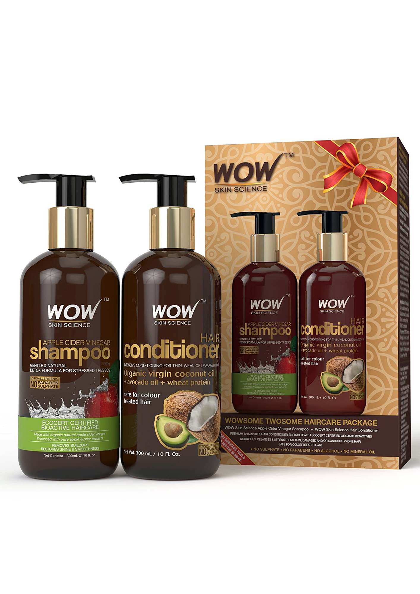 Wow Skin Science Apple Cider Vinegar Hair Care Kit (Special Offer Free