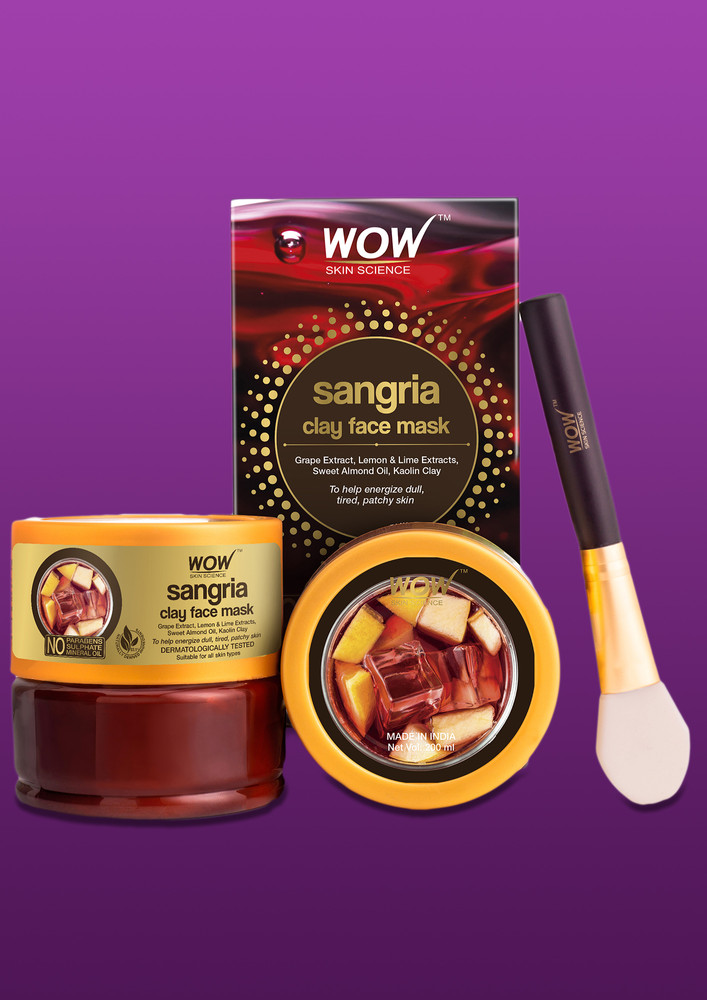 WOW Skin Science Sangria Face Mask for Energizing Dull, Tired, Patchy Skin - For All Skin Types - No Parabens, Sulphate & Mineral Oil - 200mL