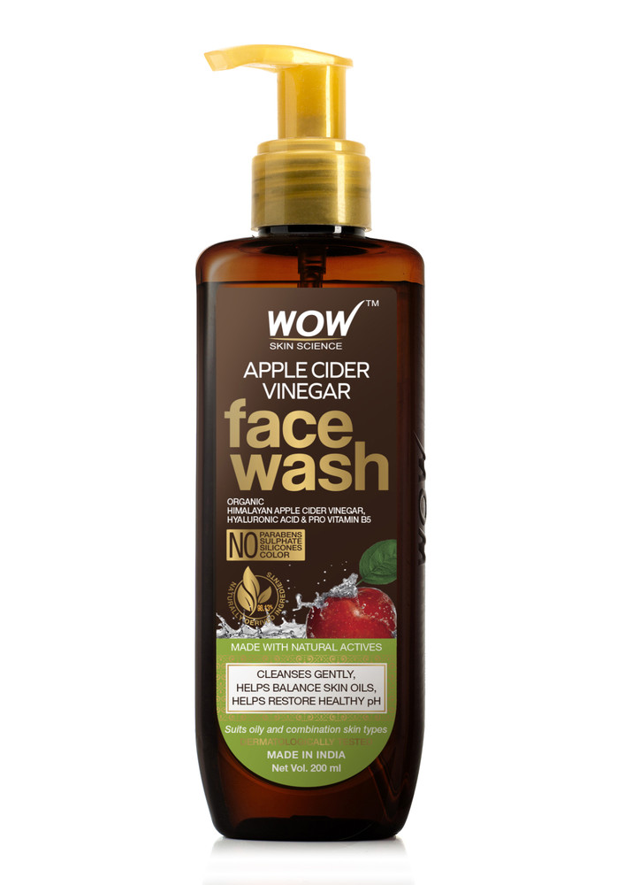 Wow Skin Science Apple Cider Vinegar Face Wash - With Organic Certified Himalayan Apple Cider Vinegar - For Cleansing Skin, Balancing Skin Oils- No Parabens, Sulphate, Silicones & Color - 200ml