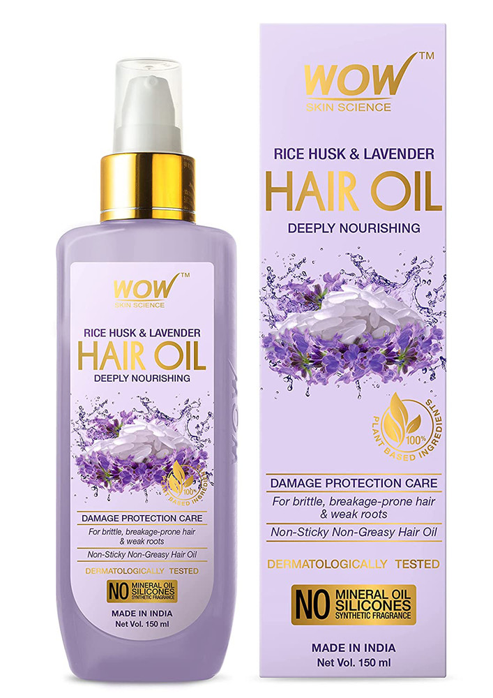 Wow Skin Science Rice Hair Oil With Rice Husk & Lavender Oil - No Mineral Oil, Silicones & Synthetic Fragrance - 150ml
