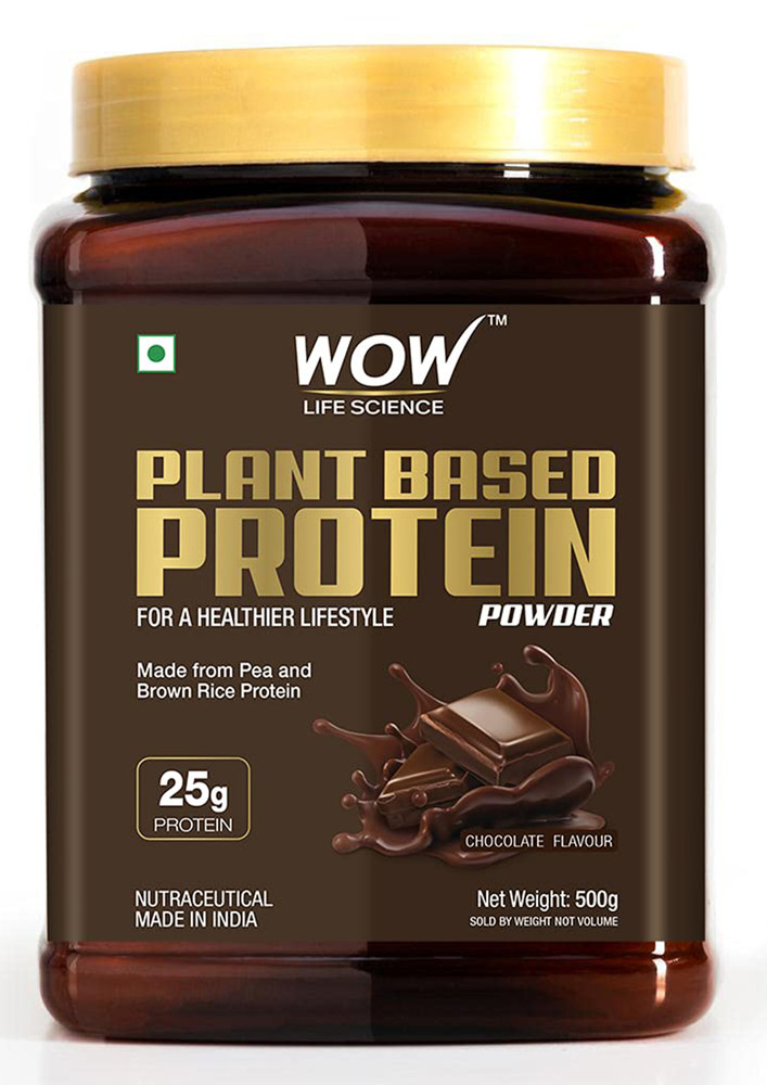 WOW Life Science Plant Protein Powder - Made From Pea & Brown Rice Protein -chocolate Flavour