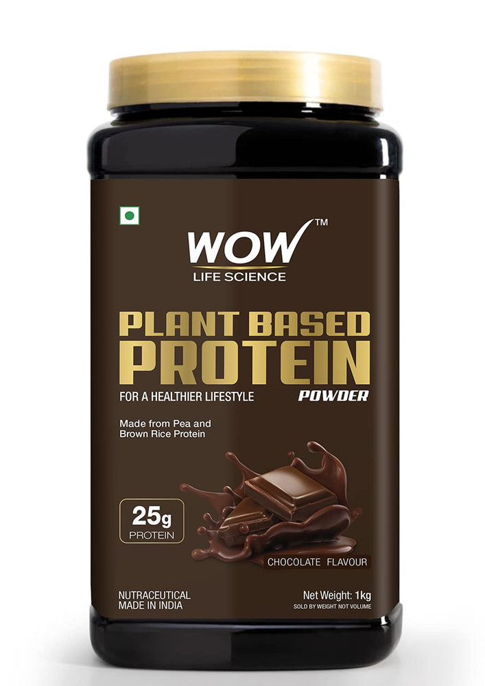 WOW Life Science Plant Protein Powder - Made From Pea And Brown Rice Protein Chocolate Flavour
