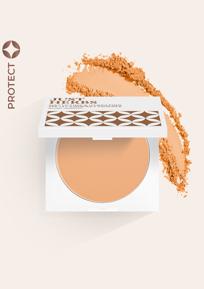 Just Herbs Compact Powder Mattifying & Hydrating With SPF 15 + For Dry & Oily Skin Talc & Fragrance Free- Porcelain - 9gm