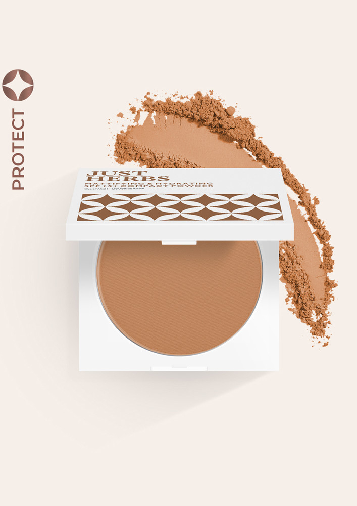 Just Herbs Compact Powder Mattifying & Hydrating With SPF 15 + For Dry & Oily Skin Talc & Fragrance Free- Copper - 9gm